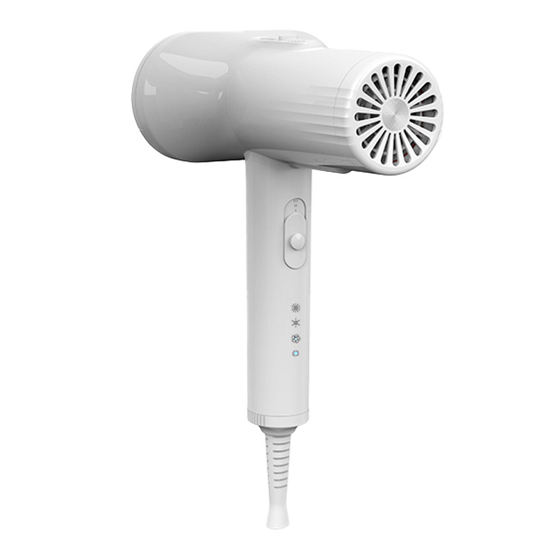 Séche-cheveux à haute efficacité blanc avec 3 vitesses de vent pour des cheveux lisses