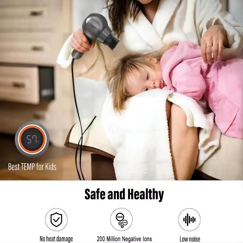Séche-cheveux ionique portable réglable à température intelligente
