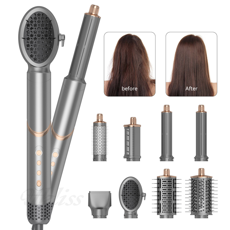 8 en 1 Styling rapide Multi-fonction brosse à air chaud peigne pliable Voyage en plein air Air Wrap One Step Styler