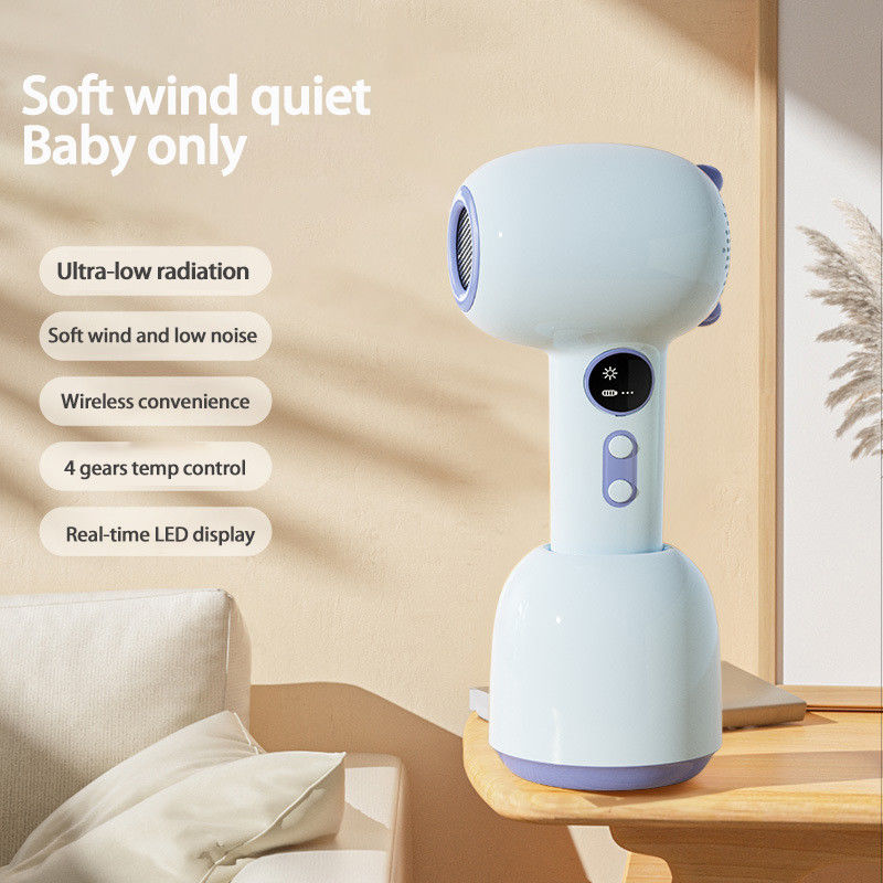 Faible bruit Aucun rayonnement Soins de la peau Séche-cheveux pour bébé 85W sans fil sans fil Rechargeable