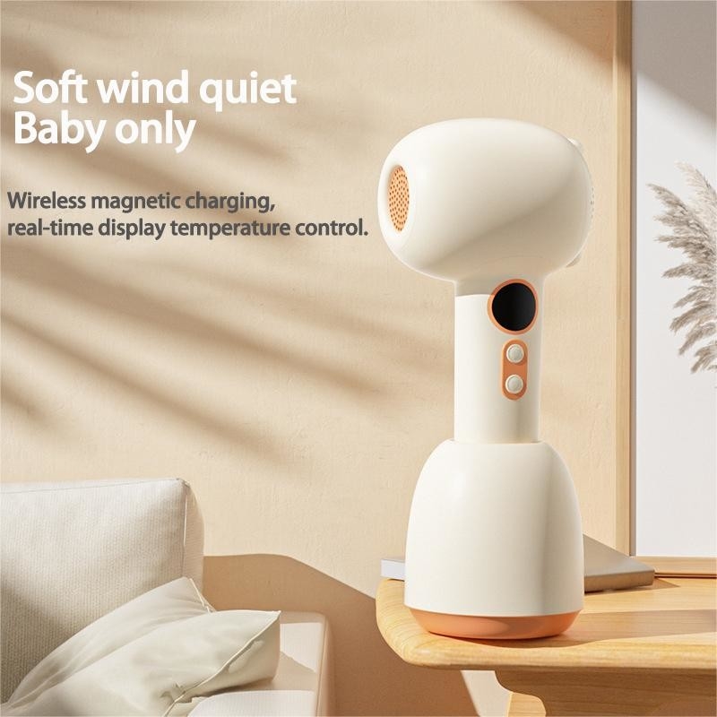 Séche-cheveux sans fil pour bébé chaleur douce air doux rechargeable petit sèche-cheveux à souffler pour bébé avec 3 réglages