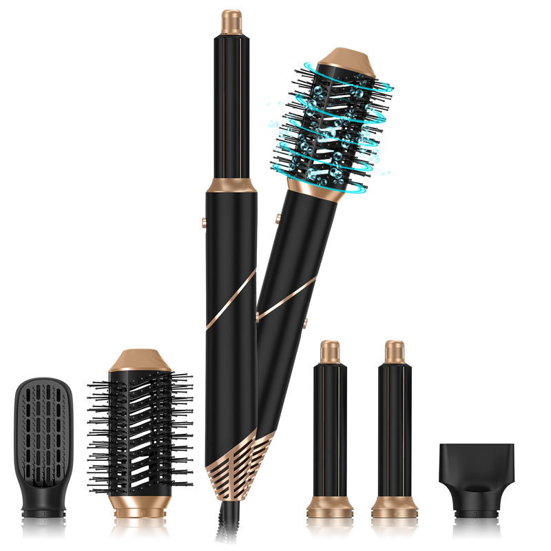 Professionnel 6 en 1 puissant coiffeur pliable à air chaud sécheur de cheveux salon de beauté ionique Balck Golden