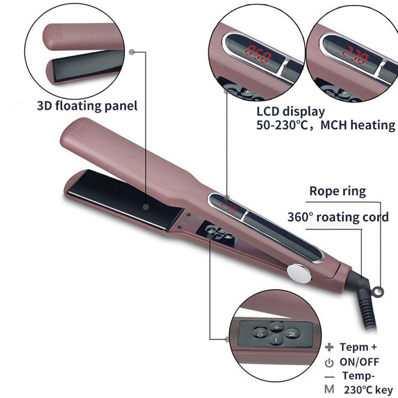 45W/60W MCH Technologie de chauffage rapide 2 en 1 Légalisateur de cheveux Affichage LCD Fer plat