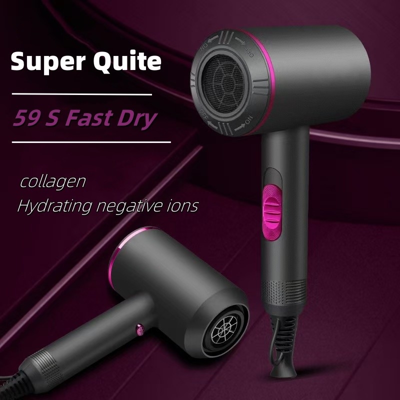 Un séchoir à cheveux de 1300W, un moteur à courant alternatif, un séchoir rapide, un système de chauffage ionique avec 1 diffuseur et 2 buses de concentration