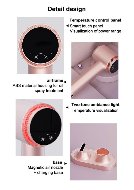 Le sèche-cheveux sans fil rechargeable prend en charge une longue durée de vie de la batterie, une basse température et un sèche-cheveux à ions négatifs