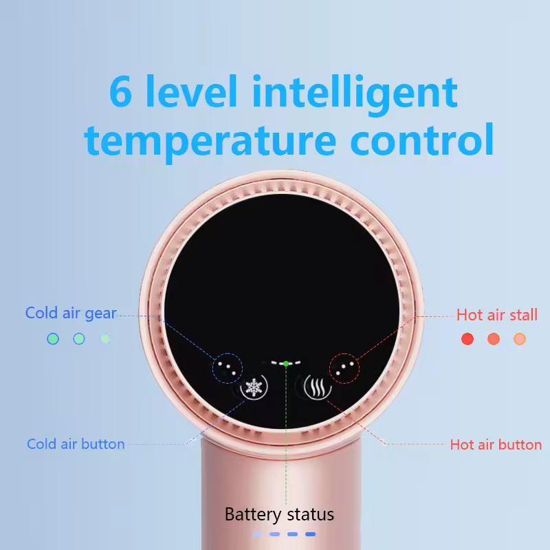 Le sèche-cheveux sans fil rechargeable prend en charge une longue durée de vie de la batterie, une basse température et un sèche-cheveux à ions négatifs