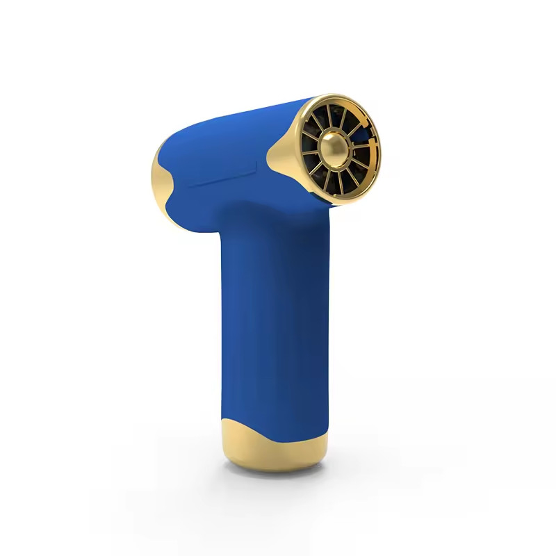 Un séchoir à cheveux sans fil à feuilles bleues, à vent rapide, portable, souffleur puissant, USB rechargeable.