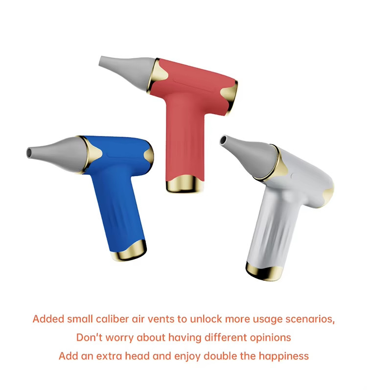 Un séchoir à cheveux sans fil à feuilles bleues, à vent rapide, portable, souffleur puissant, USB rechargeable.