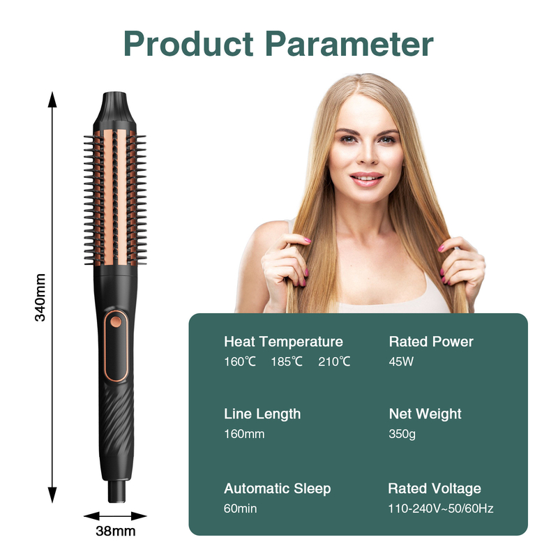 Une brosse à cheveux en céramique à la tourmaline avec température réglable et un câble électrique de 1,6 M