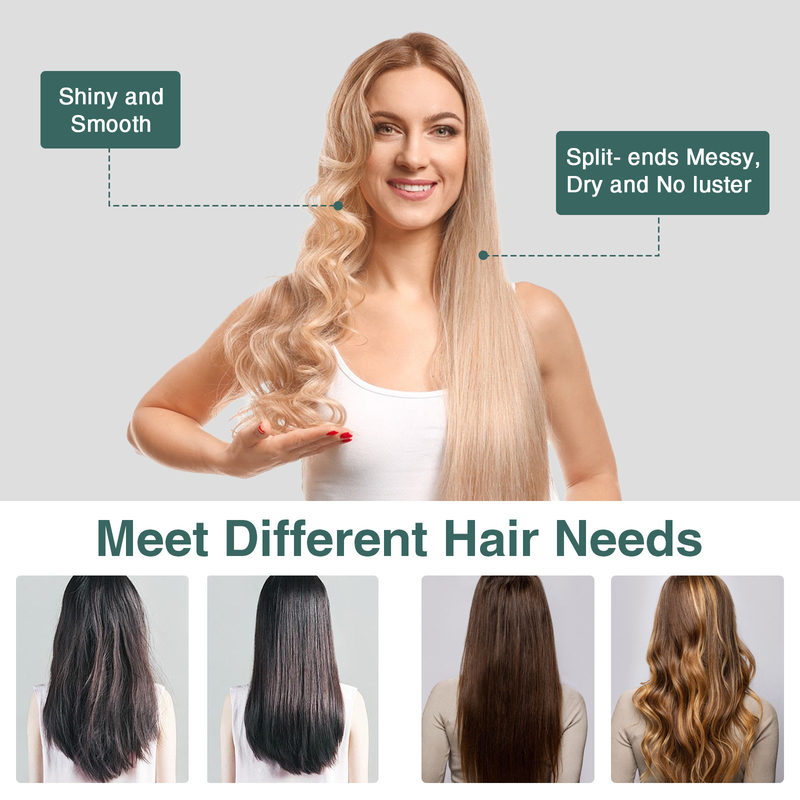 Une brosse à cheveux en céramique à la tourmaline avec température réglable et un câble électrique de 1,6 M