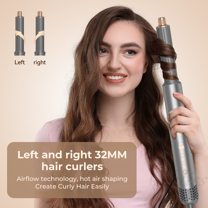 Ensemble de sèche-cheveux pliable 8 en 1 avec réglage de la température et conception multi-buse