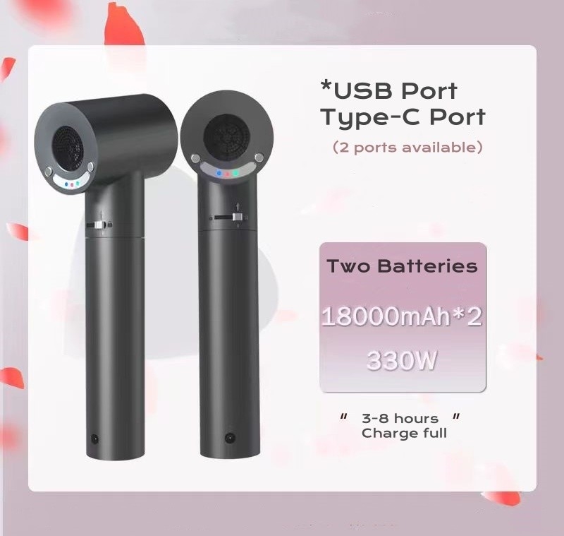 330W puissant souffleur sans fil ventilateur à turboréacteur ventilateur de nettoyage grande capacité de la batterie Type C de charge