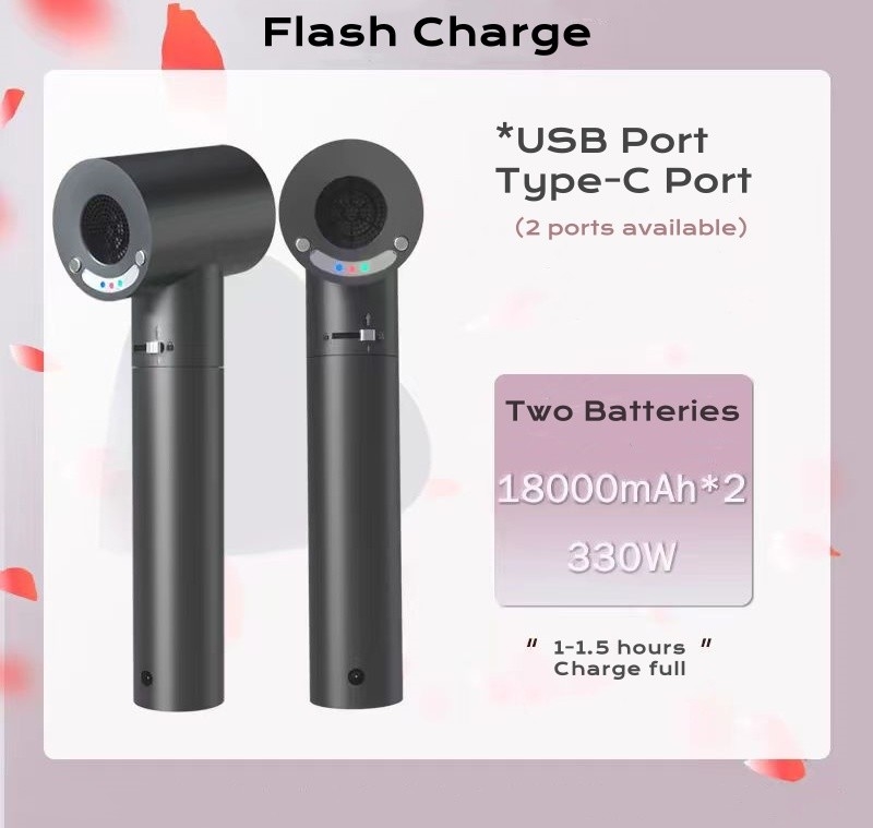 330W puissant souffleur sans fil ventilateur à turboréacteur ventilateur de nettoyage grande capacité de la batterie Type C de charge