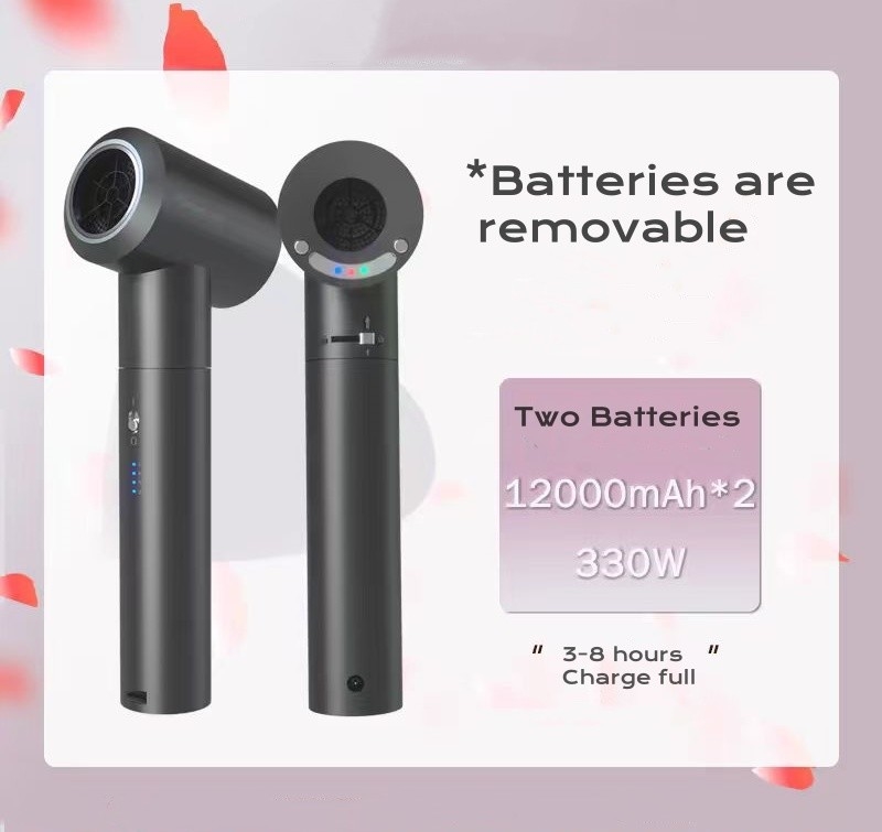 Séche-cheveux portable sans fil à batterie de 60 W alimenté par 4 alliages d'aluminium à réglage thermique