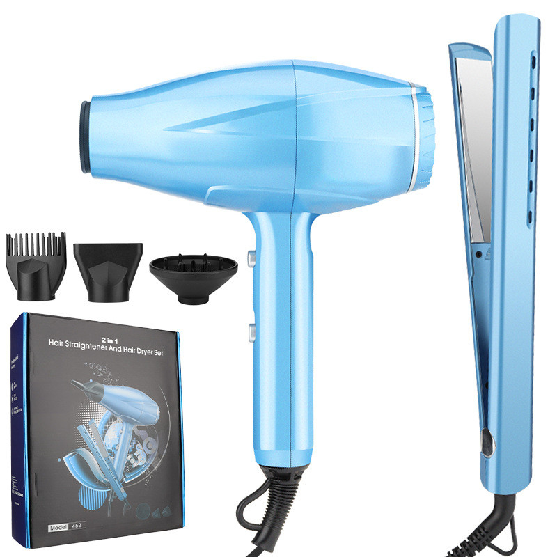 2 en 1 séchoir à cheveux et lissage de cheveux ensemble professionnel haute puissance 2200W soin de cheveux ensemble cadeau