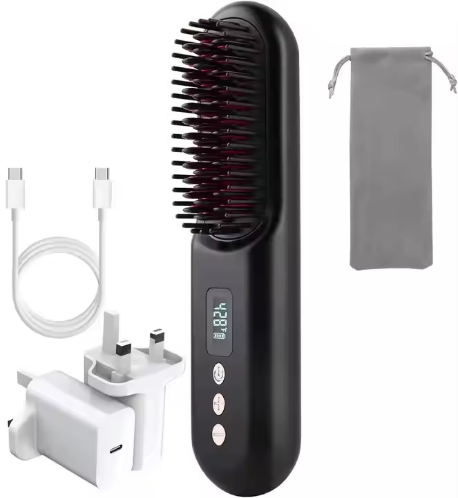 Brosses de lissage sans fil avec 4 réglages de température PD20W à charge rapide Anti-échaudement conception de chauffage rapide