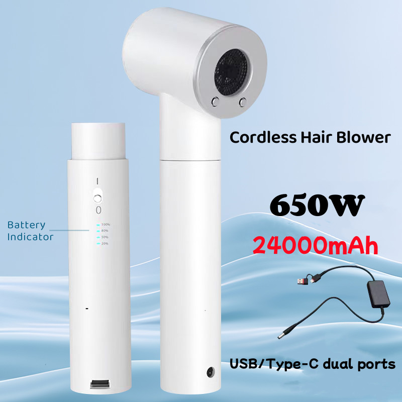 Séche-cheveux portable de 450W sans fil avec batterie de 48000 mAh