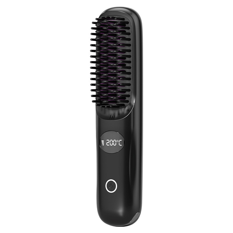 Brosses de lissage de cheveux sans fil portable 35W à chauffage rapide de type C avec utilisation en extérieur à ions négatifs