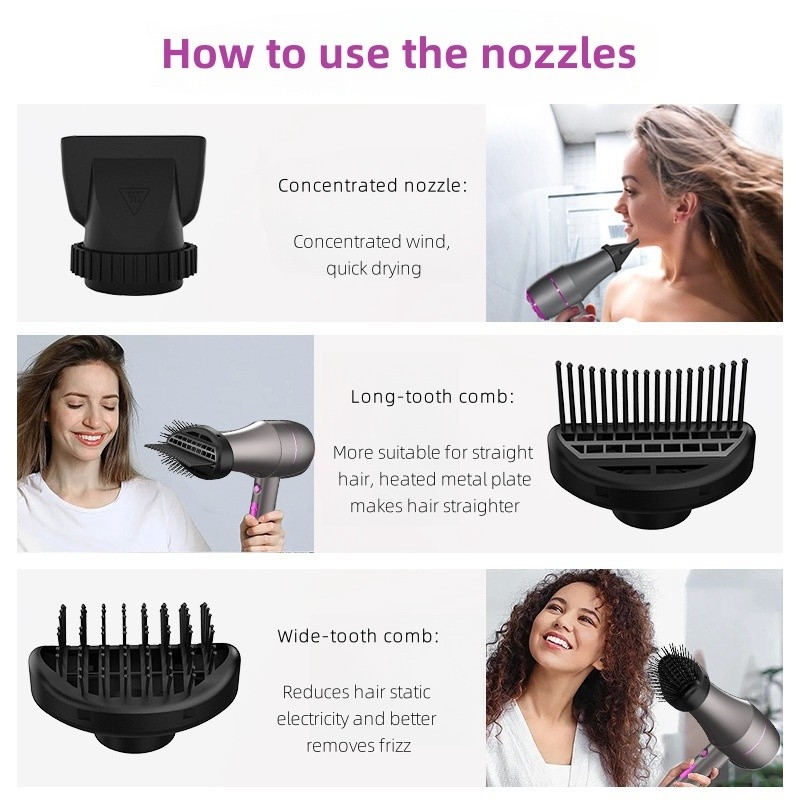 Séche-cheveux de salon professionnel avec une vitesse de vent super forte et un design scientifique de soin des cheveux.