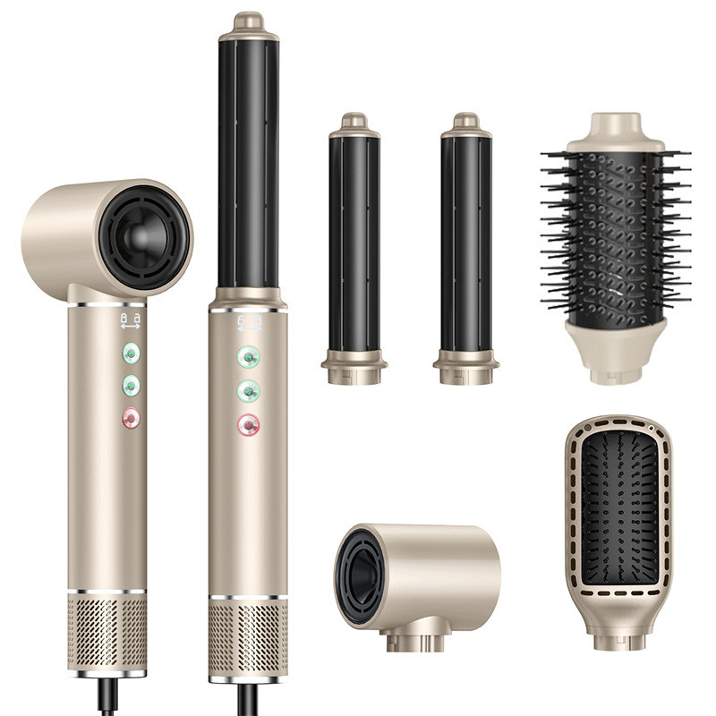 5 en 1 brosse à air chaud à grande vitesse moteur sans brosse séche-cheveux automatique à friser ensemble d'ions négatifs de l'aviation de l'aluminium coque