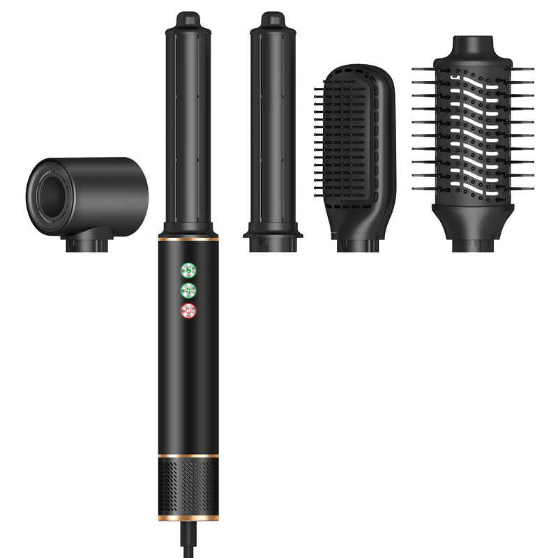 5 en 1 brosse à air chaud à grande vitesse moteur sans brosse séche-cheveux automatique à friser ensemble d'ions négatifs de l'aviation de l'aluminium coque