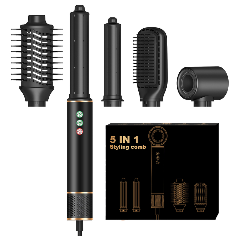 5 en 1 brosse à air chaud à grande vitesse moteur sans brosse séche-cheveux automatique à friser ensemble d'ions négatifs de l'aviation de l'aluminium coque