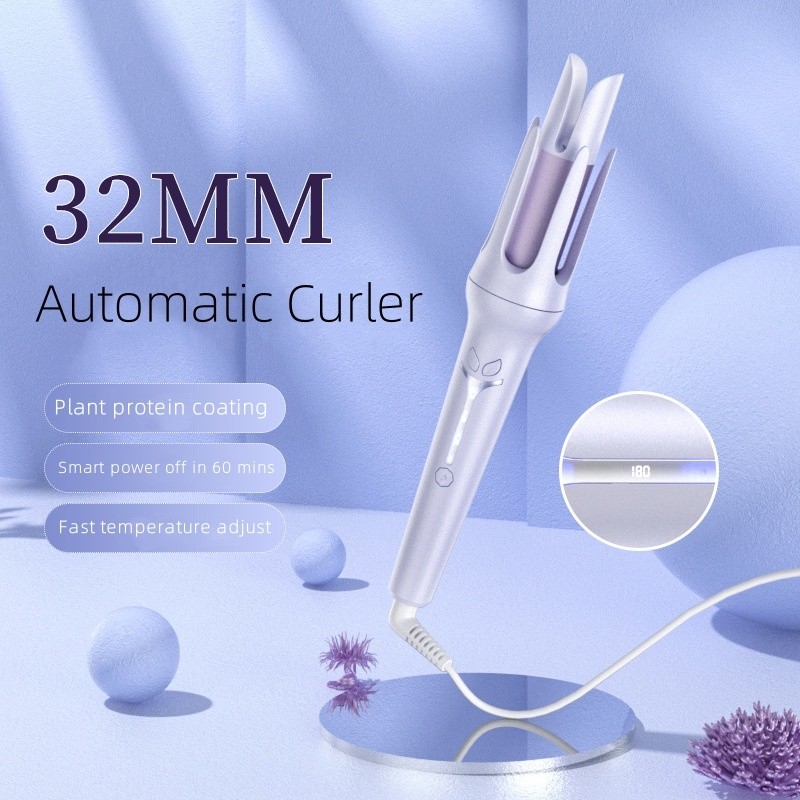 32 mm Fer à friser automatique pour les cheveux courts 160°C 180°C 200°C Paramètres de température Conception anti-brûlure Protection automatique contre l'arrêt du courant