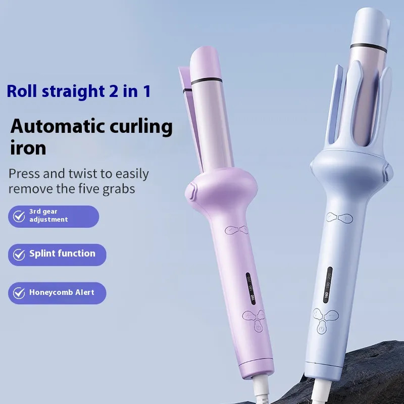 2 en 1 fer à friser automatique 35W chauffage rapide avec bip pour les cheveux bouclés et lisses