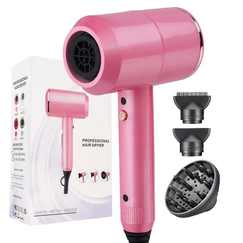 Séche-cheveux à ions négatifs professionnel de 1500w, à moteur à courant alternatif fort, équipé de 3 buses d'air pour les cheveux bouclés