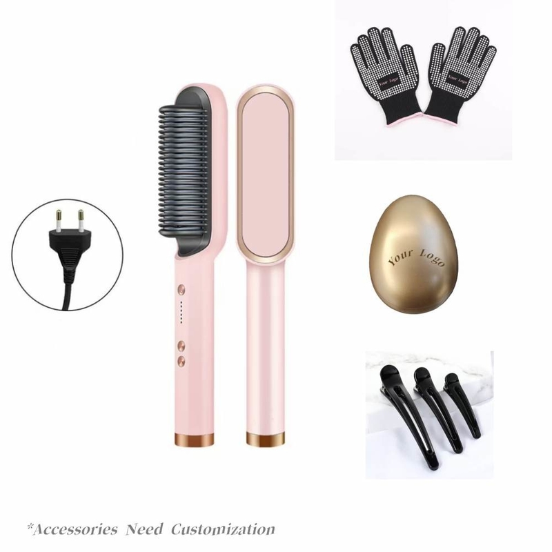 45W peigne de lissage de cheveux anti-étouffement de cheveux brosse à cheveux à ions négatifs peigne de coiffure chauffage rapide 5 niveaux de température réglables