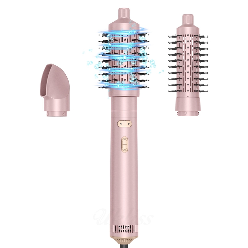 Séche-cheveux brosse 6 en 1 coiffeur technologie ionique argent séchage rapide multi coiffeur pour les cheveux fins et bouclés