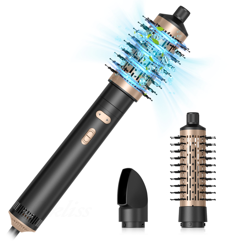 Séche-cheveux brosse 6 en 1 coiffeur technologie ionique argent séchage rapide multi coiffeur pour les cheveux fins et bouclés