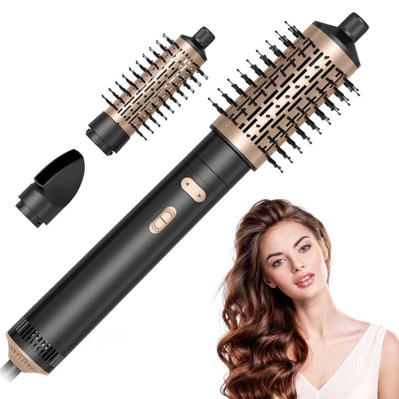 Séche-cheveux brosse 6 en 1 coiffeur technologie ionique argent séchage rapide multi coiffeur pour les cheveux fins et bouclés
