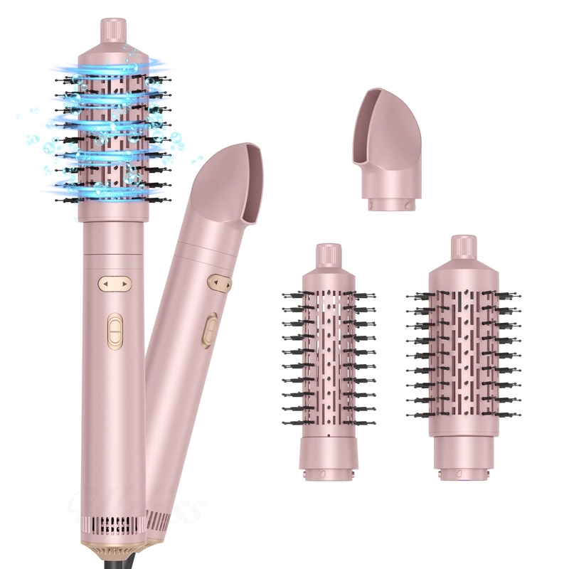 Séche-cheveux brosse 6 en 1 coiffeur technologie ionique argent séchage rapide multi coiffeur pour les cheveux fins et bouclés