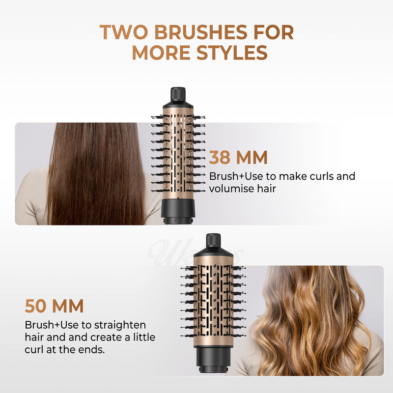 Séche-cheveux brosse 6 en 1 coiffeur technologie ionique argent séchage rapide multi coiffeur pour les cheveux fins et bouclés