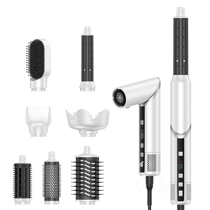 Séchage rapide 8 en 1 séchoir à cheveux professionnel à air chaud brosse à cheveux avec enroulement automatique et câble de puissance 2M 1500W Multi-Styler