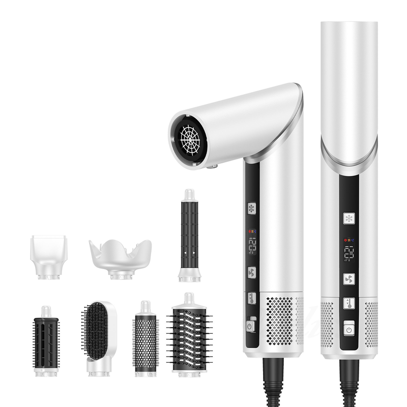 Séchage rapide 8 en 1 séchoir à cheveux professionnel à air chaud brosse à cheveux avec enroulement automatique et câble de puissance 2M 1500W Multi-Styler