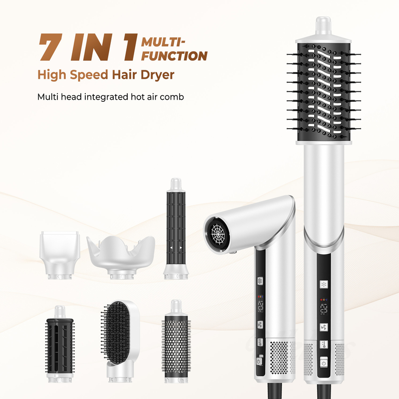 Séchage rapide 8 en 1 séchoir à cheveux professionnel à air chaud brosse à cheveux avec enroulement automatique et câble de puissance 2M 1500W Multi-Styler
