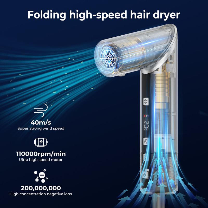 Séchage rapide 8 en 1 séchoir à cheveux professionnel à air chaud brosse à cheveux avec enroulement automatique et câble de puissance 2M 1500W Multi-Styler