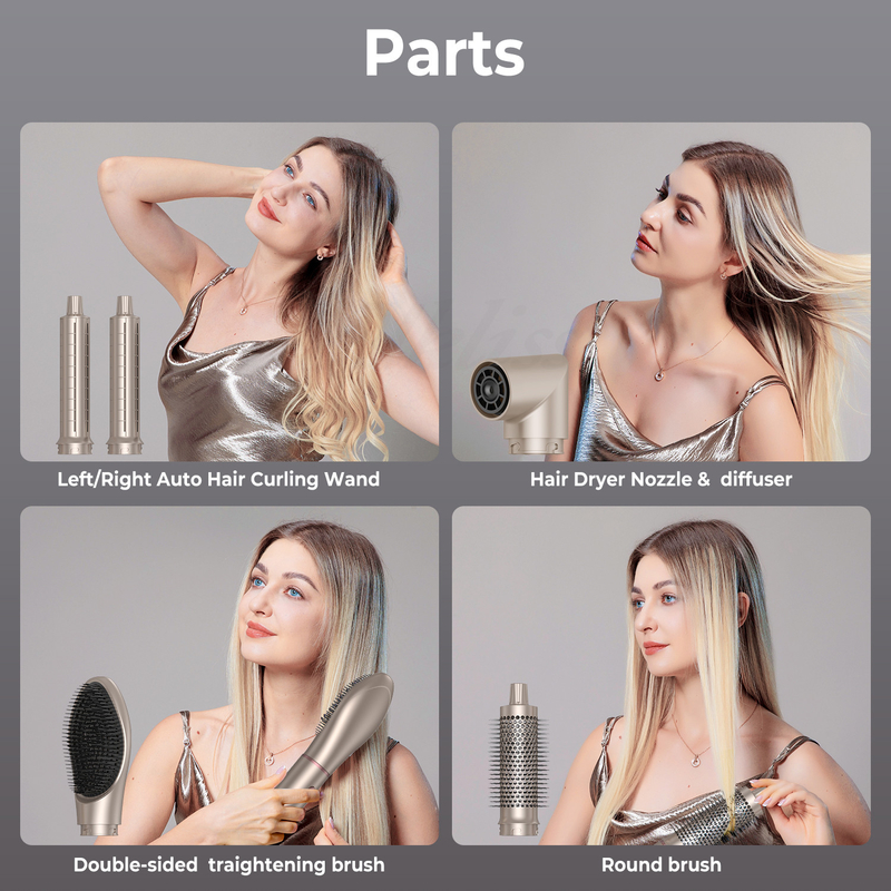 6 en 1 Styling professionnel à air chaud, séchoir à cheveux puissant et réglage de cheveux