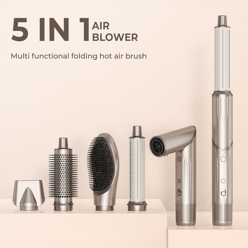 5 en 1 sèche-cheveux pliable à brosses à vent à haute vitesse Turbo-Blow sèche-cheveux à brosses professionnel 500 millions sèche-cheveux ionique négatif