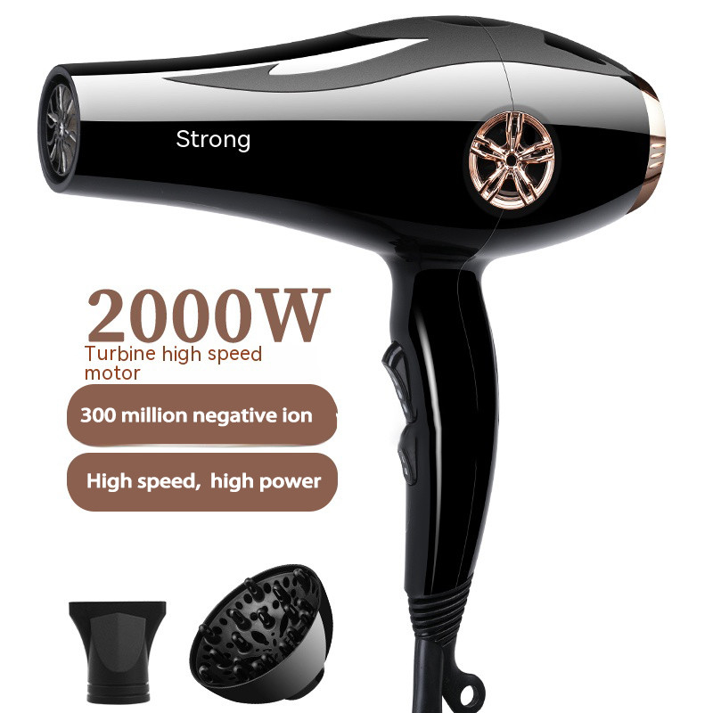 Séchoir à cheveux professionnel à haute vitesse à plusieurs raccords de 2000W pour salons de coiffure avec lumière bleue