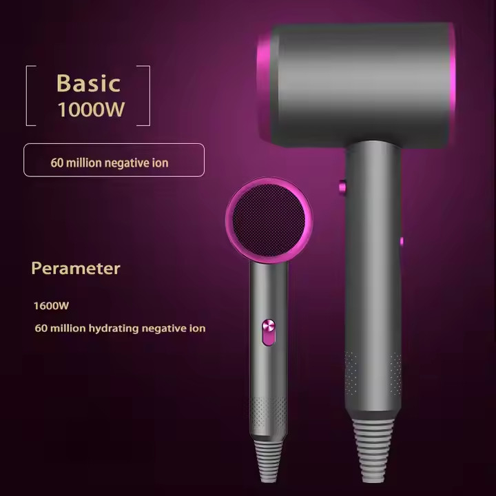 Séche-cheveux électrique à ions négatifs à haute vitesse portable de 1500W pour professionnels sans fil à domicile