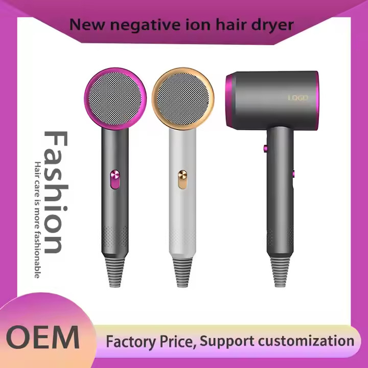 Séche-cheveux électrique à ions négatifs à haute vitesse portable de 1500W pour professionnels sans fil à domicile
